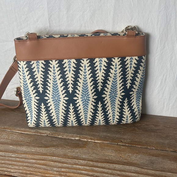 Spartina 449 Tan and Navy Crossbody Bag - Picture 2 of 9